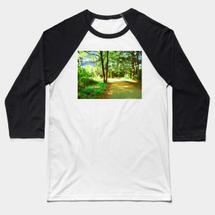 digital oil painting of a forest road Baseball T-Shirt